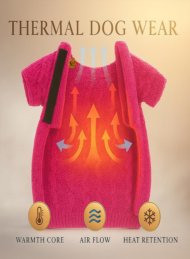 سايج سكوير كنزة صوفية محبوكة يدويًا للكلاب من سلالة شيه تزو، بتصميم مربع من سيج | ملابس شتوية دافئة | ناعمة وقابلة للتمدد | ملابس حيوانات أليفة مصنوعة يدويًا للطقس البارد | طقم مريح وأنيق للكلاب | كنزة محبوكة | وردي - Image 5